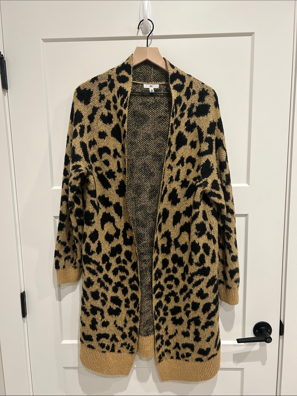 bp Nordstrom Open-Front Leopard Print Cardigan Sweater - Tan & Black